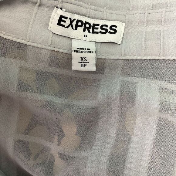 Express Womens Sheer Grey Long Sleeve Geometric Button Up Blouse Size XS - Picture 8 of 10